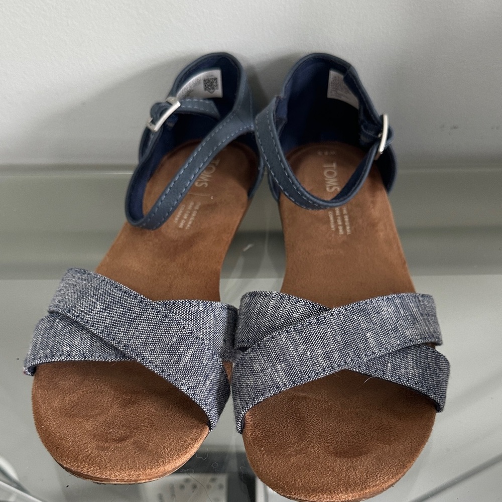 TOMS Women's Navy and Tan Sandals